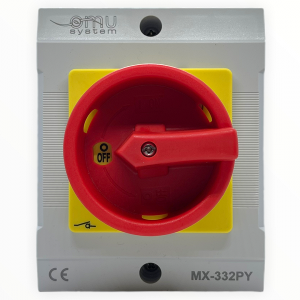 Hauptschalter 3-​Polig 63 A - im Gehäuse IP65 Gelb-​Rot